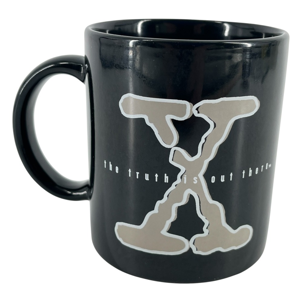 Vintage 1995 The X-Files Mug The Truth Is Out There Black Ceramic Coffee Cup 90s